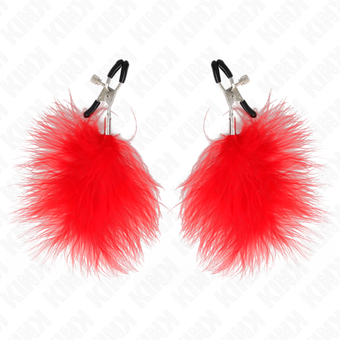 KINK - PINZAS PARA PEZONES CON PLUMA ROJO 7 CM - CandyHot - Foto 2