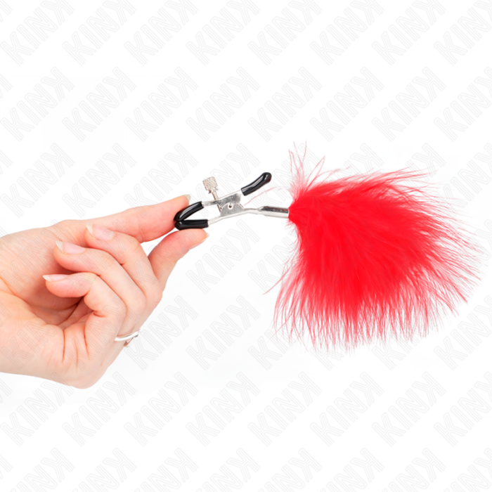 KINK - PINZAS PARA PEZONES CON PLUMA ROJO 7 CM - CandyHot - Foto 4