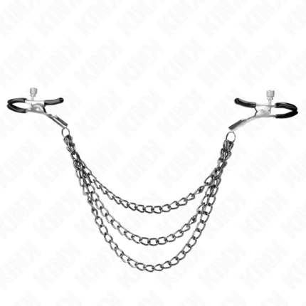KINK - PINZAS PARA PEZONES CON TRIPLE CADENA NEGRO 20/23/28 CM - CandyHot - Foto 2
