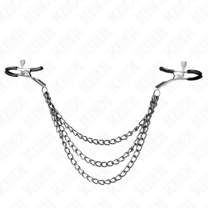 KINK - PINZAS PARA PEZONES CON TRIPLE CADENA NEGRO 20/23/28 CM - CandyHot - Foto 2