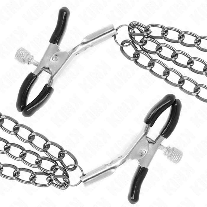 KINK - PINZAS PARA PEZONES CON TRIPLE CADENA NEGRO 20/23/28 CM - CandyHot - Foto 4