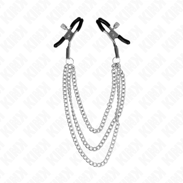 KINK - PINZAS PARA PEZONES CON TRIPLE CADENA PLATEADO 20/23/28 CM - CandyHot - Foto 2