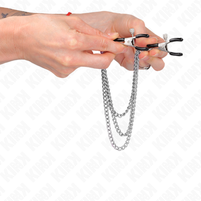 KINK - PINZAS PARA PEZONES CON TRIPLE CADENA PLATEADO 20/23/28 CM - CandyHot - Foto 4