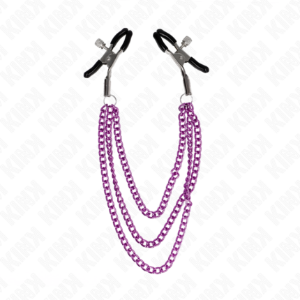 KINK - PINZAS PARA PEZONES CON TRIPLE CADENA VIOLETA 20/23/28 CM - CandyHot - Foto 2