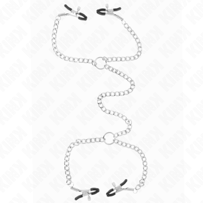 KINK - PINZAS PARA PEZONES DOBLE 32 CM CON CADENAS 14 CM - CandyHot - Foto 1