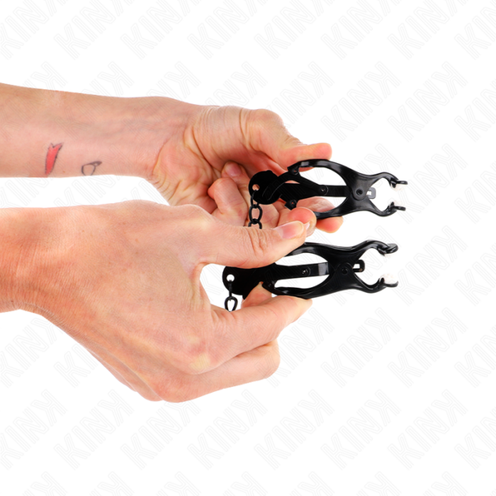 KINK - PINZAS PARA PEZONES ESTILO JAPONÉS CON CADENA NEGRO 30 CM - CandyHot - Foto 3