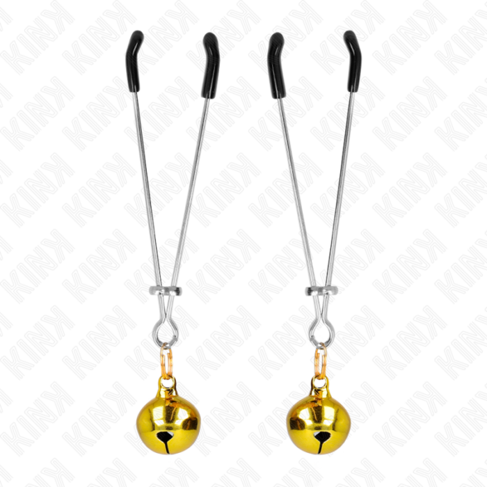 KINK - PINZAS PARA PEZONES FINA CON CASCABEL DORADO 7 CM - CandyHot - Foto 2