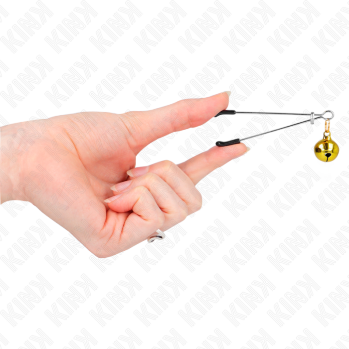 KINK - PINZAS PARA PEZONES FINA CON CASCABEL DORADO 7 CM - CandyHot - Foto 4