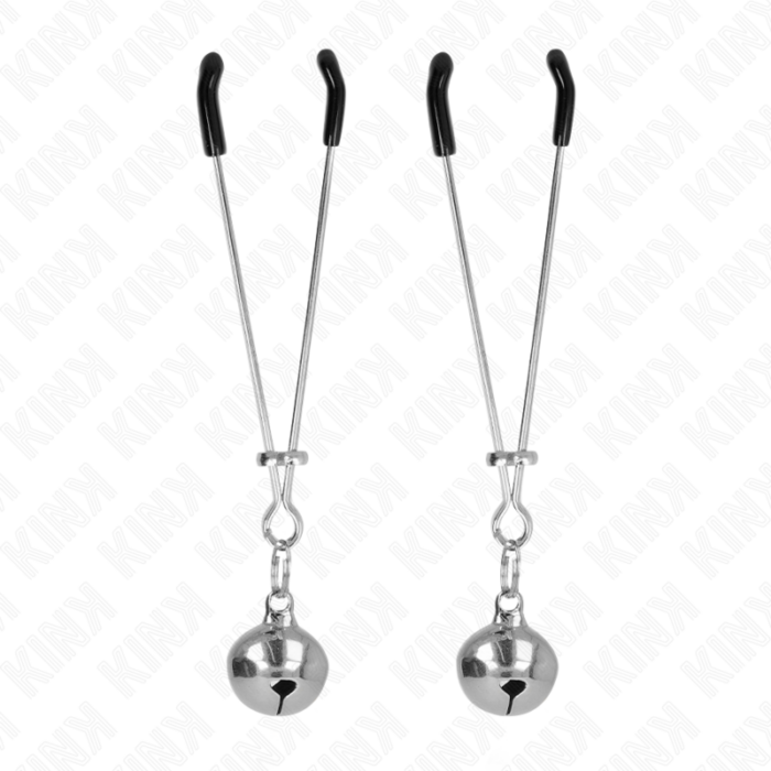 KINK - PINZAS PARA PEZONES FINA CON CASCABEL PLATEADO 7 CM - CandyHot - Foto 1