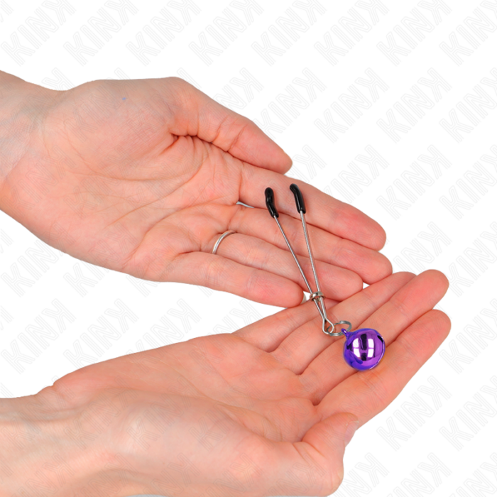 KINK - PINZAS PARA PEZONES FINA CON CASCABEL VIOLETA 7 CM - CandyHot - Foto 3