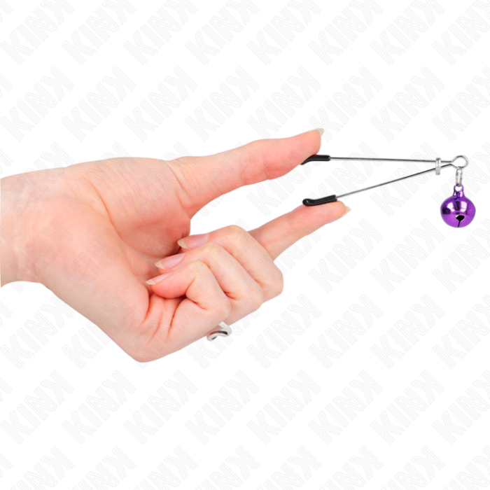 KINK - PINZAS PARA PEZONES FINA CON CASCABEL VIOLETA 7 CM - CandyHot - Foto 4