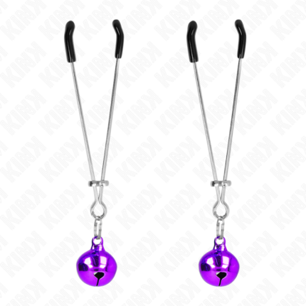 KINK - PINZAS PARA PEZONES FINA CON CASCABEL VIOLETA 7 CM - CandyHot - Foto 1