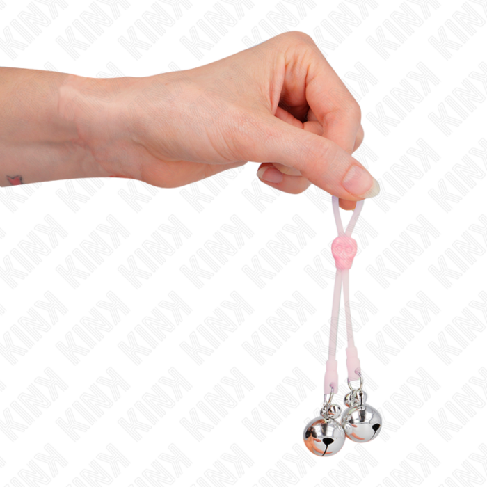KINK - PINZAS PARA PEZONES LUMINOSAS FORMA CALABERA CON CASCABEL SONORO AJUSTABLE ROSA / PLATEADO - CandyHot - Foto 4
