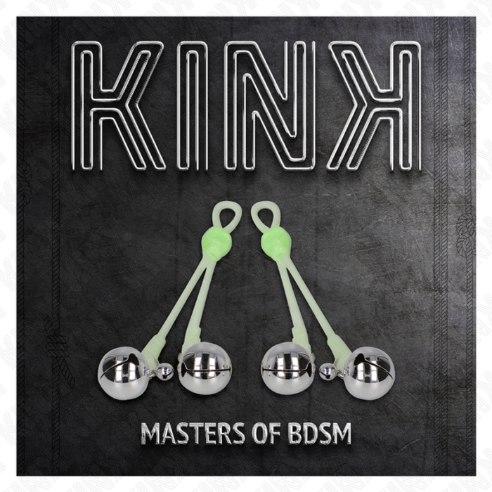 KINK - PINZAS PARA PEZONES LUMINOSAS FORMA CALABERA CON CASCABEL SONORO AJUSTABLE VERDE / PLATEADO - CandyHot - Foto 5