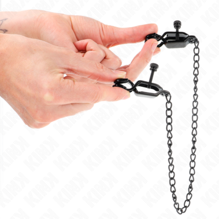 KINK - PINZAS PARA PEZONES PLANAS NEGRO CON CADENA NEGRO 30 CM - CandyHot - Foto 2