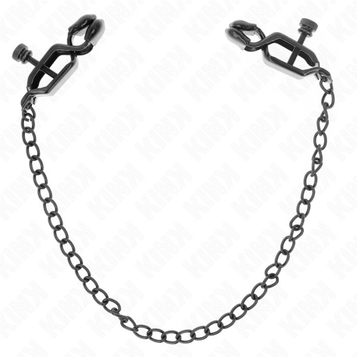 KINK - PINZAS PARA PEZONES PLANAS NEGRO CON CADENA NEGRO 30 CM - CandyHot - Foto 1