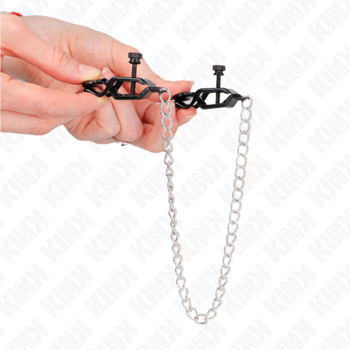 KINK - PINZAS PARA PEZONES PLANAS NEGRO CON CADENA PLATEADO 30 CM - CandyHot - Foto 4