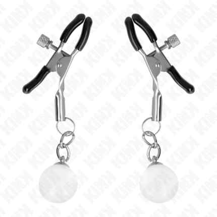 KINK - PINZAS PARA PEZONES PLATEADAS CON COLGANTE DE VIDRIO 6 CM - CandyHot - Foto 2