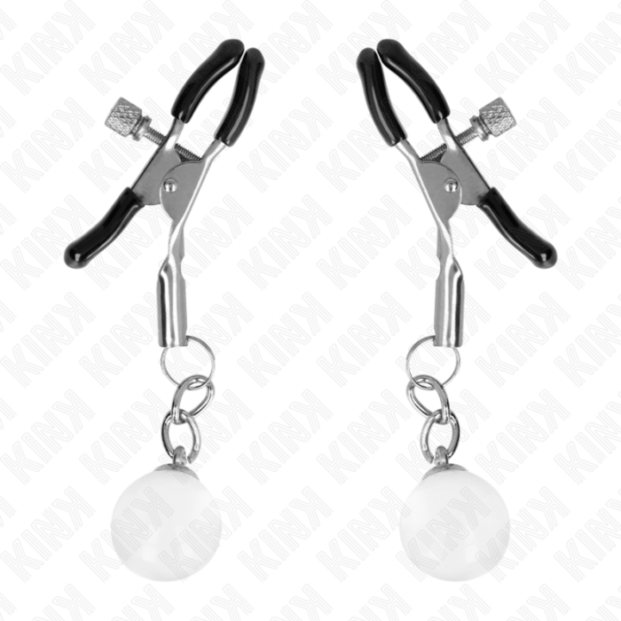 KINK - PINZAS PARA PEZONES PLATEADAS CON COLGANTE DE VIDRIO 6 CM - CandyHot - Foto 2