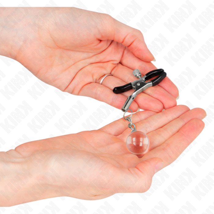 KINK - PINZAS PARA PEZONES PLATEADAS CON COLGANTE DE VIDRIO 6 CM - CandyHot - Foto 3