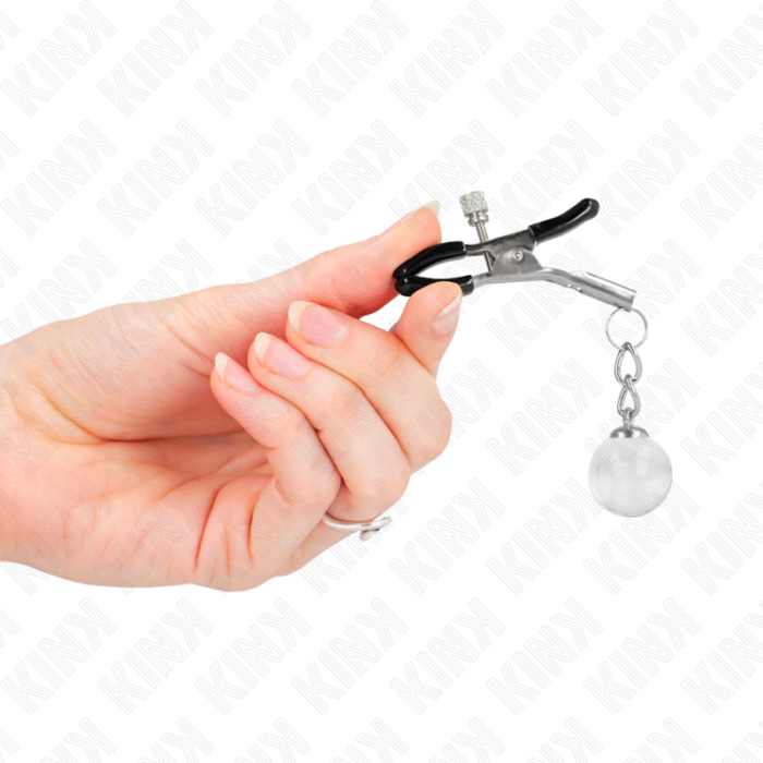 KINK - PINZAS PARA PEZONES PLATEADAS CON COLGANTE DE VIDRIO 6 CM - CandyHot - Foto 4