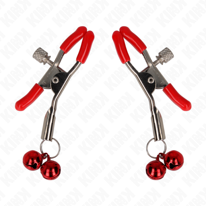 KINK - PINZAS PARA PEZONES ROJAS CON DOBLE CAMPANILLA ROJO 6 CM - CandyHot - Foto 2