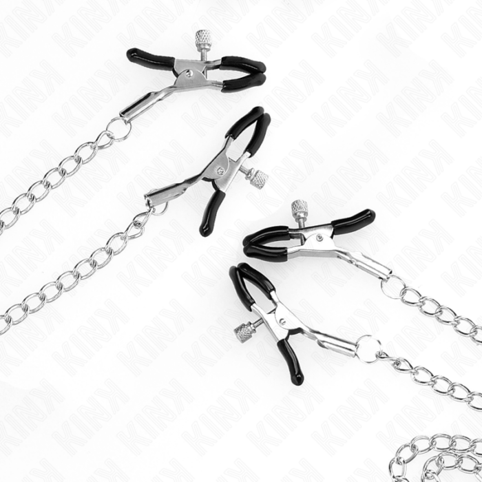 KINK - PINZAS PARA PEZONES Y CLÍTORIS 4 ENGANCHES AJUSTABLE PLATEADO - CandyHot - Foto 1