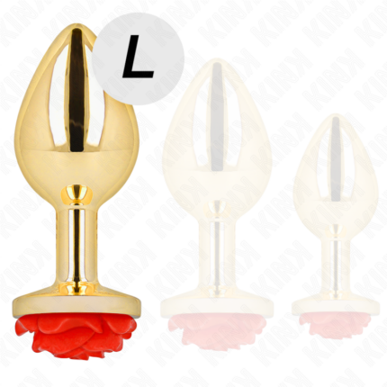 KINK - PLUG ANAL DORADO ROSA ROJA TALLA L - CandyHot - Foto 1