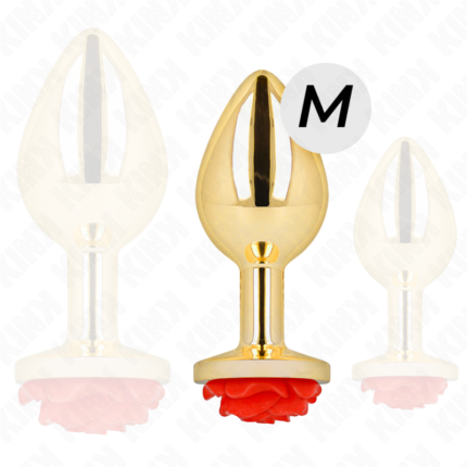 KINK - PLUG ANAL DORADO ROSA ROJA TALLA M - CandyHot - Foto 2