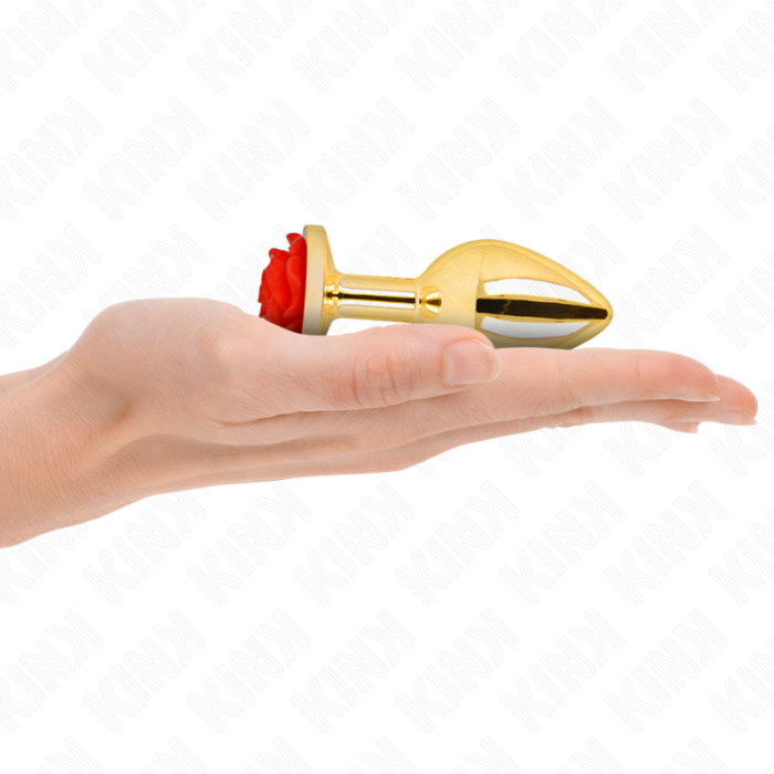 KINK - PLUG ANAL DORADO ROSA ROJA TALLA M - CandyHot - Foto 3