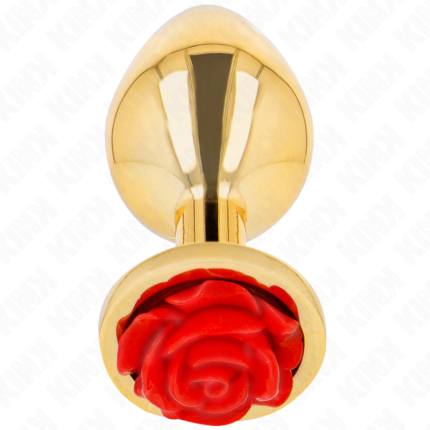 KINK - PLUG ANAL DORADO ROSA ROJA TALLA M - CandyHot - Foto 1