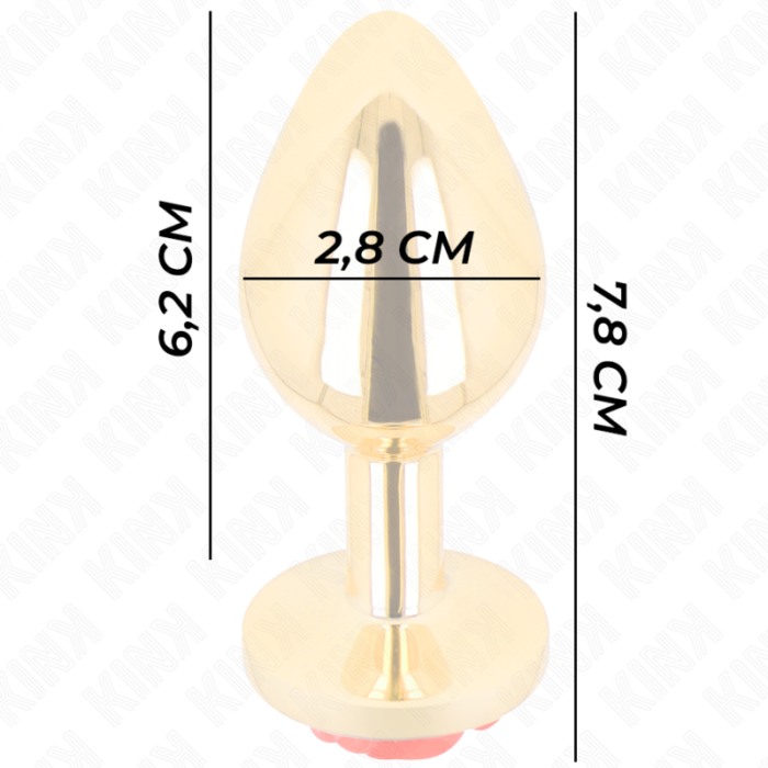 KINK - PLUG ANAL DORADO ROSA ROJA TALLA S - CandyHot - Foto 4