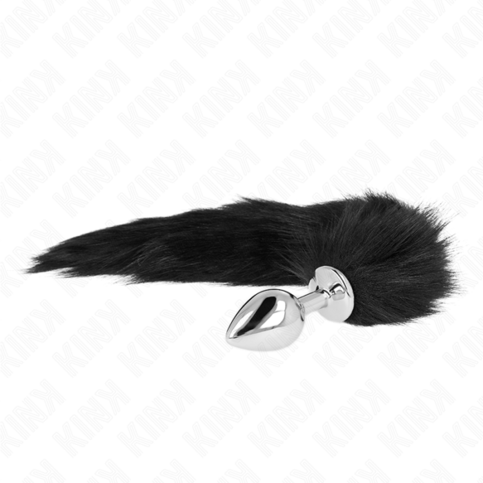 KINK - PLUG ANAL TALLA M 8 X 3.5 CM CON COLA SINTÉTICA 40 CM NEGRO - CandyHot - Foto 1