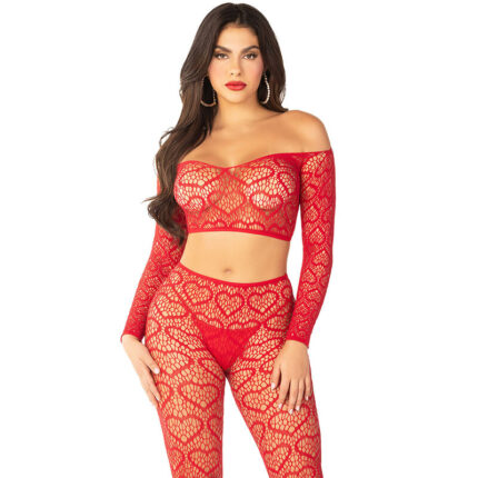 LEG AVENUE - CROP TOP + MEDIAS ROJO TALLA ÚNICA - CandyHot - Foto 2