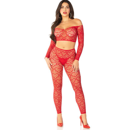 LEG AVENUE - CROP TOP + MEDIAS ROJO TALLA ÚNICA - CandyHot - Foto 1