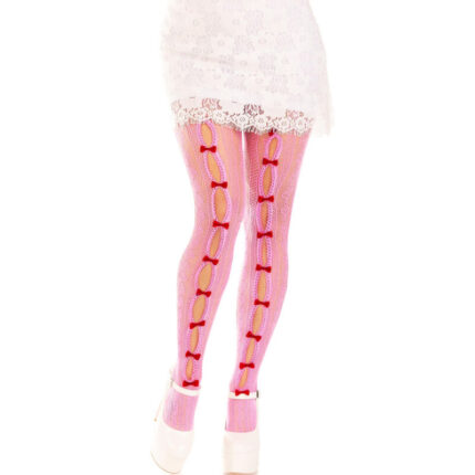 LEG AVENUE - MEDIAS CON ABERTURAS CORAZON & LAZOS ROSA - CandyHot - Foto 1