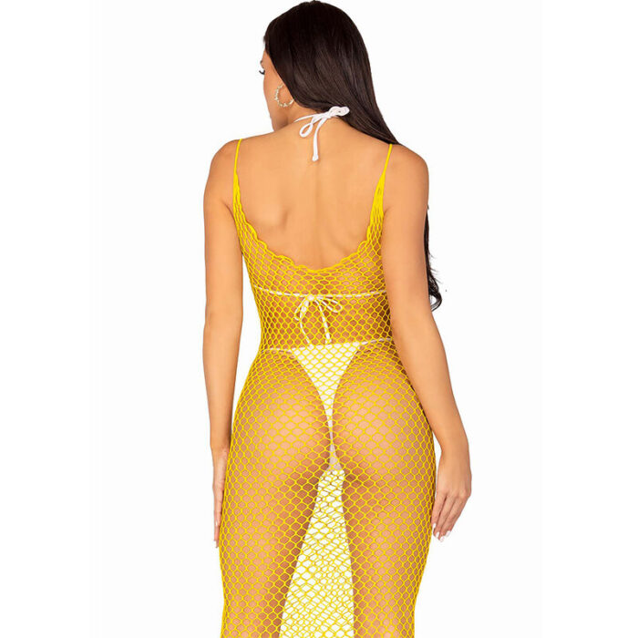 LEG AVENUE - VESTIDO DE REJILLA LARGO AMARILLO TALLA ÚNICA - CandyHot - Foto 3