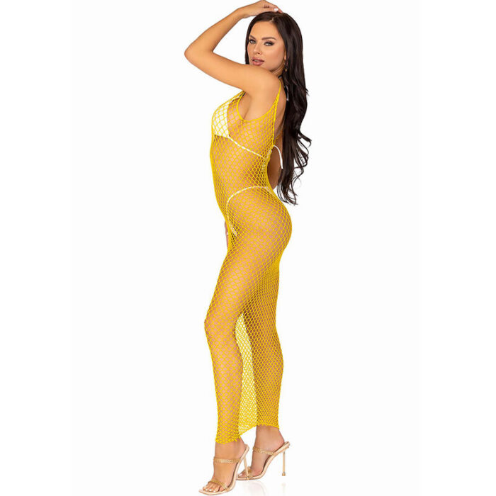 LEG AVENUE - VESTIDO DE REJILLA LARGO AMARILLO TALLA ÚNICA - CandyHot - Foto 5