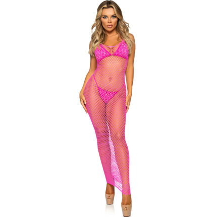 LEG AVENUE - VESTIDO DE REJILLA LARGO FUCSIA TALLA ÚNICA - CandyHot - Foto 2