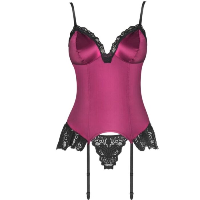 LIVCO CORSETTI FASHION - AGRAFENA CF 90436 CORSET + TANGA BURDEOS S/M - CandyHot - Foto 4
