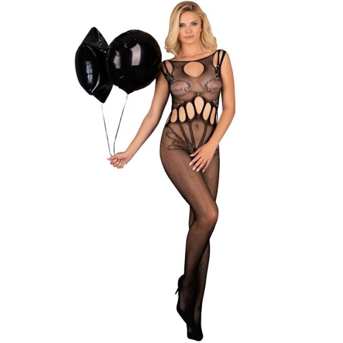 LIVCO CORSETTI FASHION - AMAHIL BODYSTOCKING CROTCHLESS NEGRO TALLA ÚNICA - CandyHot - Foto 1