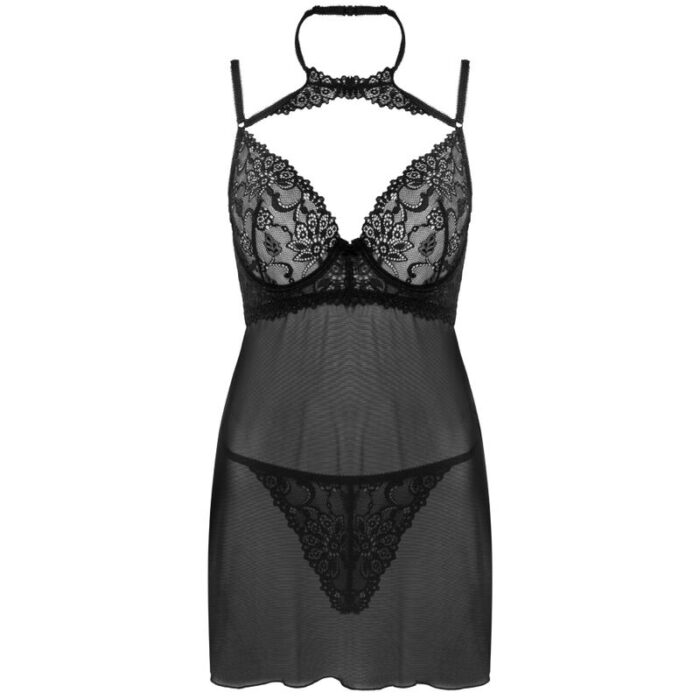 LIVCO CORSETTI FASHION - BINELLA SET BABYDOLL + TANGA NEGRO L/XL - CandyHot - Foto 3