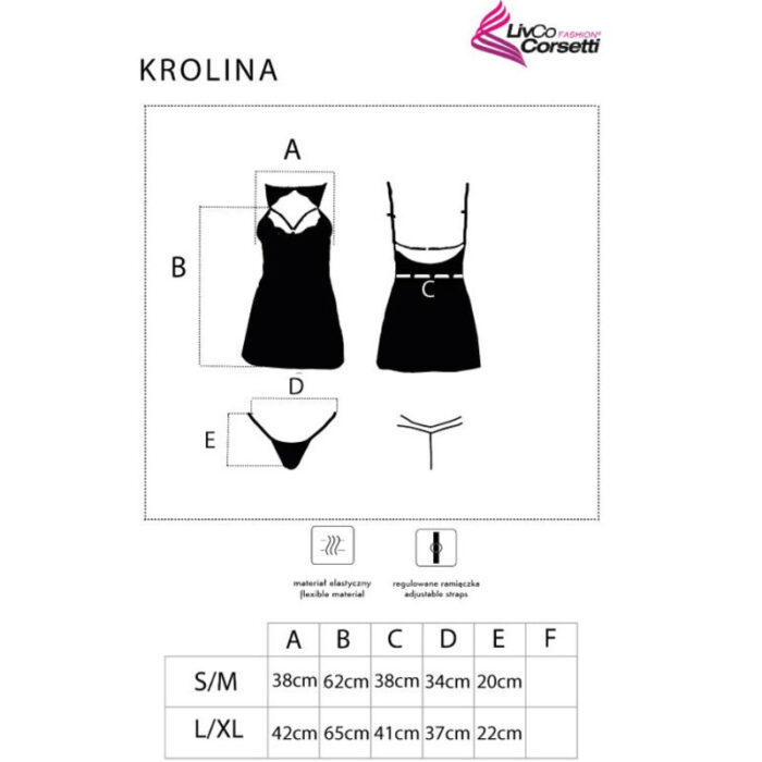 LIVCO CORSETTI FASHION - KROLINA LC 90734 CHEMISE + TANGA NEGRO S/M - CandyHot - Foto 4