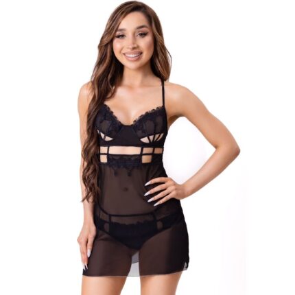 LIVCO CORSETTI FASHION - MAIA 20247 BABYDOLL + TANGA NEGRO S/M - CandyHot - Foto 1