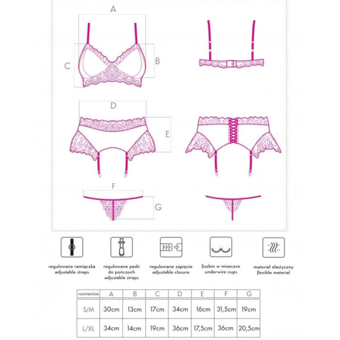 LIVCO CORSETTI FASHION - NAHIR LC 20214 SUJETADOR + PANTY + LIGUERO L/XL - CandyHot - Foto 4
