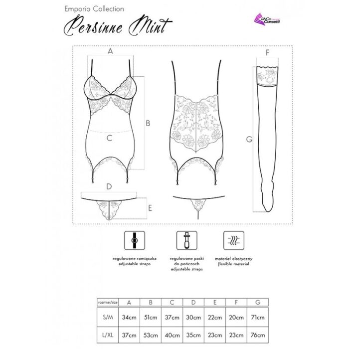 LIVCO CORSETTI FASHION - PERSINNE MIT EMPORIO SET CORSET + PANTY + MEDIAS L/XL - CandyHot - Foto 5