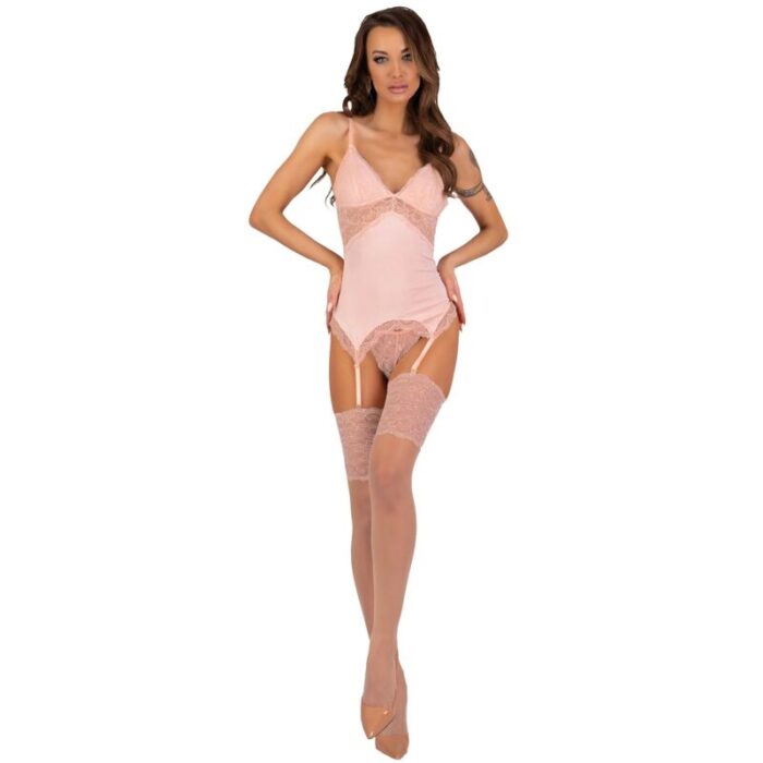 LIVCO CORSETTI FASHION - PERSINNE PEACH SET CORSET + PANTY + MEDIAS S/M - CandyHot - Foto 1