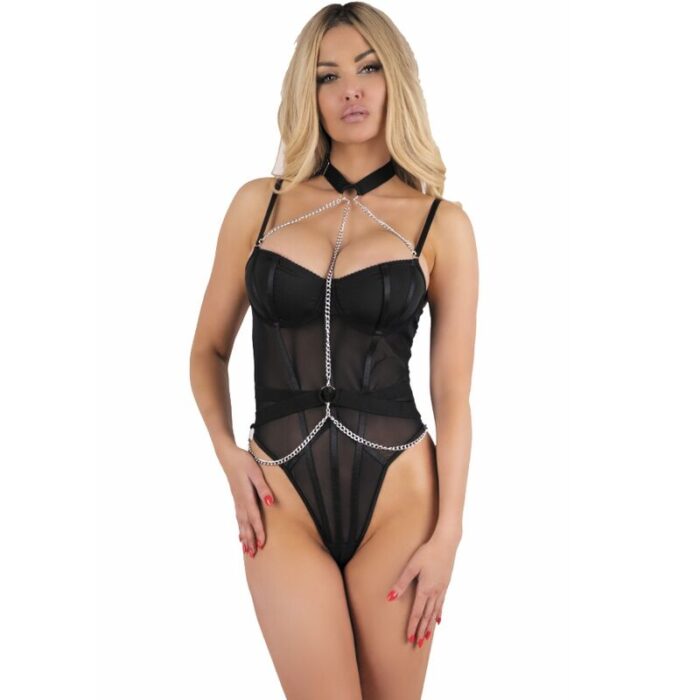 LIVCO CORSETTI FASHION - RUBIKA LC XG079 BODY CON GARGANTILLA NEGRO XL - CandyHot - Foto 1