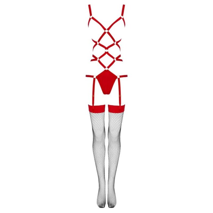LIVCO CORSETTI FASHION - THIARA LC 20213 SET BODY + MEDIAS ROJA L/XL - CandyHot - Foto 6