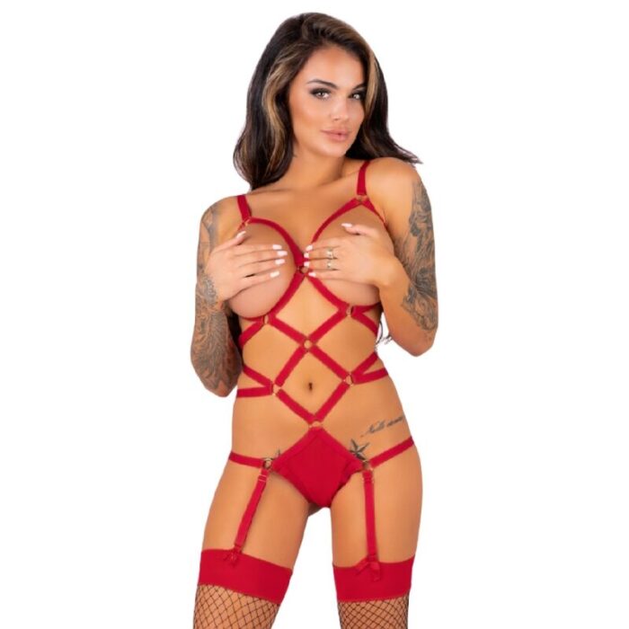 LIVCO CORSETTI FASHION - THIARA LC 20213 SET BODY + MEDIAS ROJA L/XL - CandyHot - Foto 1